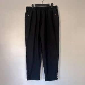 Soft Surroundings Black 100% Cotton Pull On Elastic Waist Casual Pants Size M